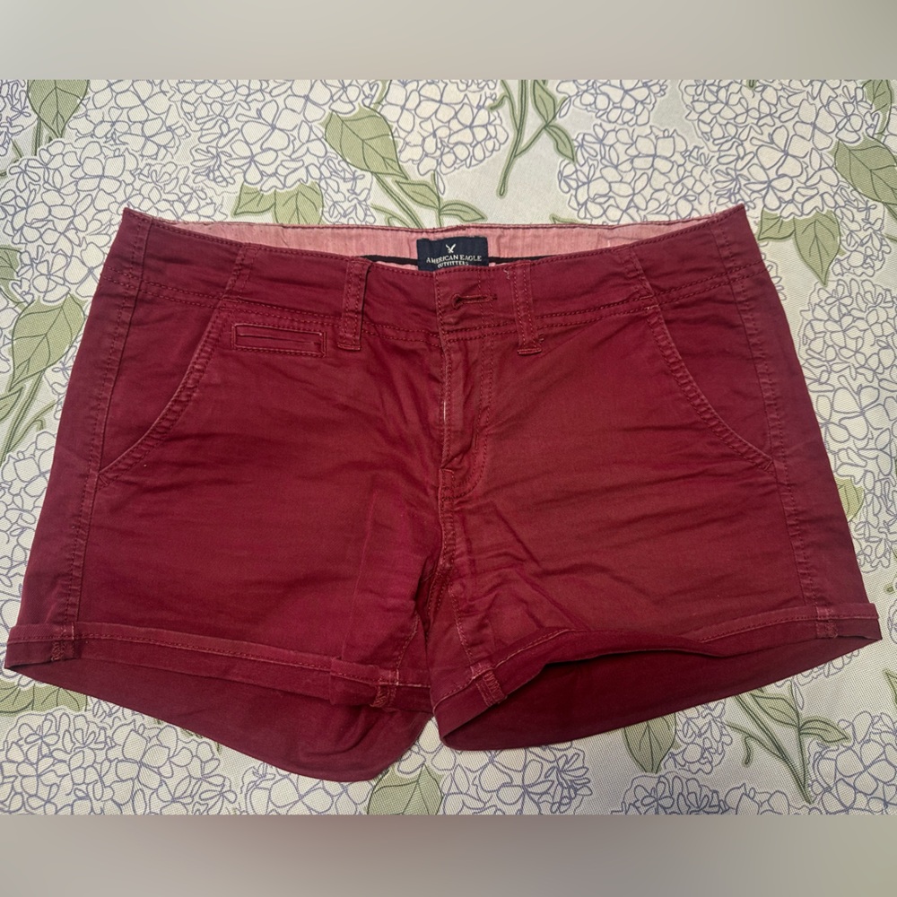American Eagle Burgundy Chino Shorts